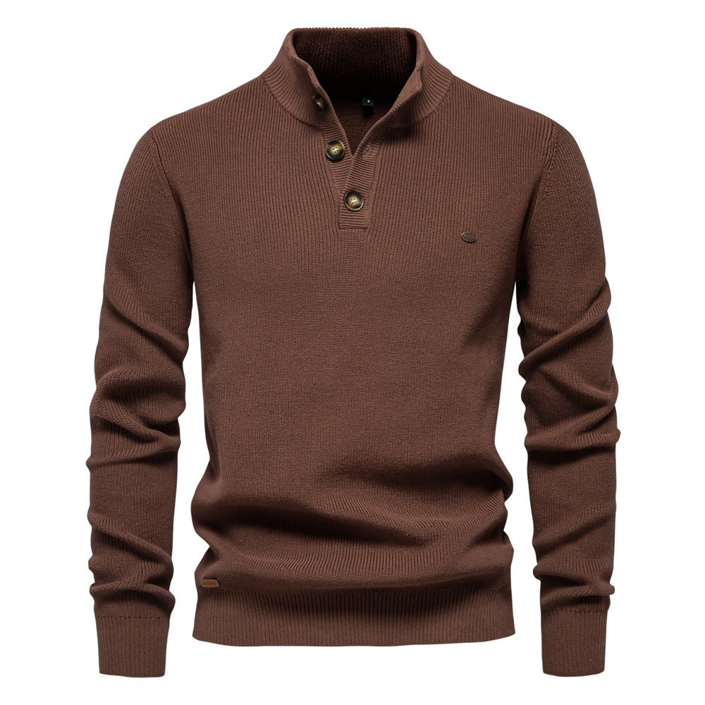 Men’s High-Neck Zip Cardigan Sweater – Solid Color Knit Pullover, Business Casual Warm Winter Jacket for Men | SW833