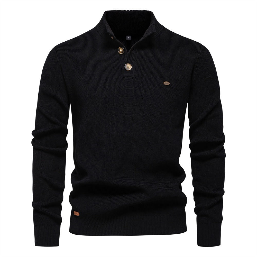 Men’s High-Neck Zip Cardigan Sweater – Solid Color Knit Pullover, Business Casual Warm Winter Jacket for Men | SW833