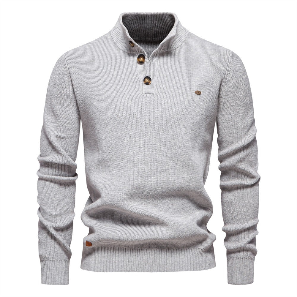 Men’s High-Neck Zip Cardigan Sweater – Solid Color Knit Pullover, Business Casual Warm Winter Jacket for Men | SW833