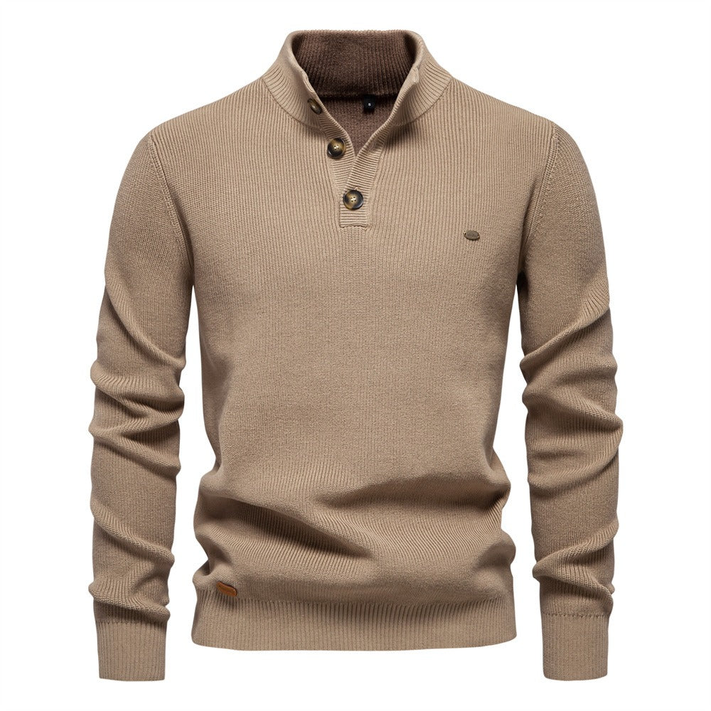 Men’s High-Neck Zip Cardigan Sweater – Solid Color Knit Pullover, Business Casual Warm Winter Jacket for Men | SW833