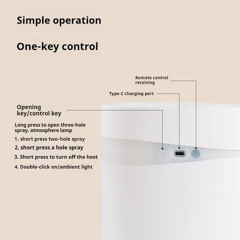 USB-Powered Cool Mist Humidifier – Silent Aromatherapy Diffuser with 3 Spray Ports | USZK-10