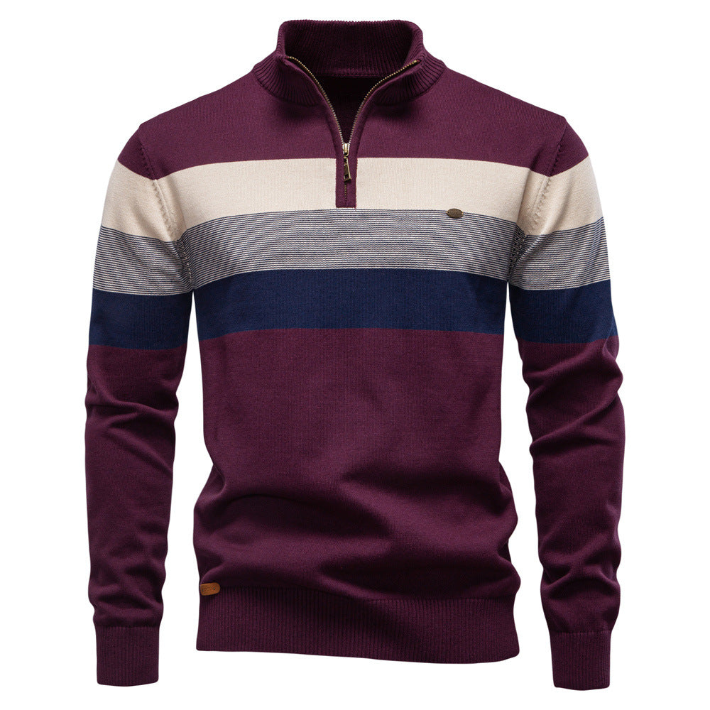 Men’s Half-Zip Mock Neck Knitted Sweater – Slim Fit Pullover for Autumn & Winter | Y245