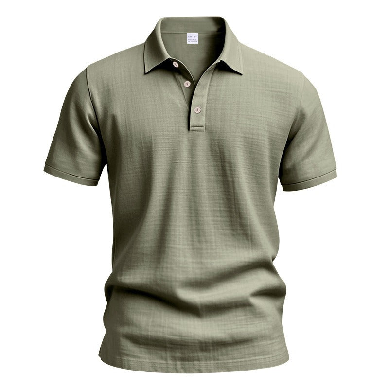 Men’s British Gentleman Style Loose-Fit Linen Polo Shirt Summer Short Sleeve | YHBKCS-20