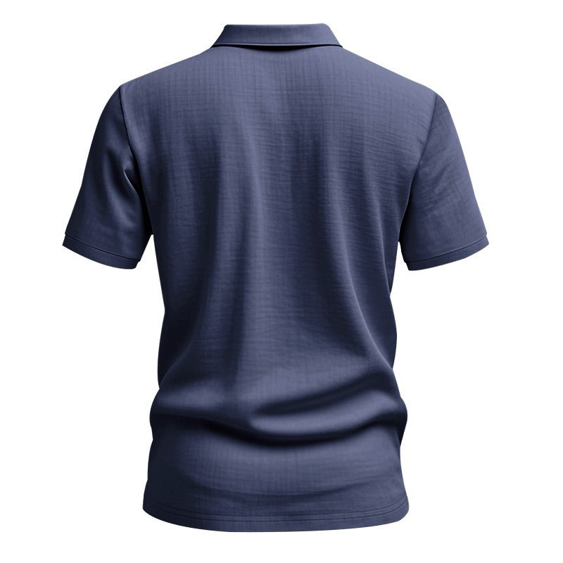 Men’s British Gentleman Style Loose-Fit Linen Polo Shirt Summer Short Sleeve | YHBKCS-20
