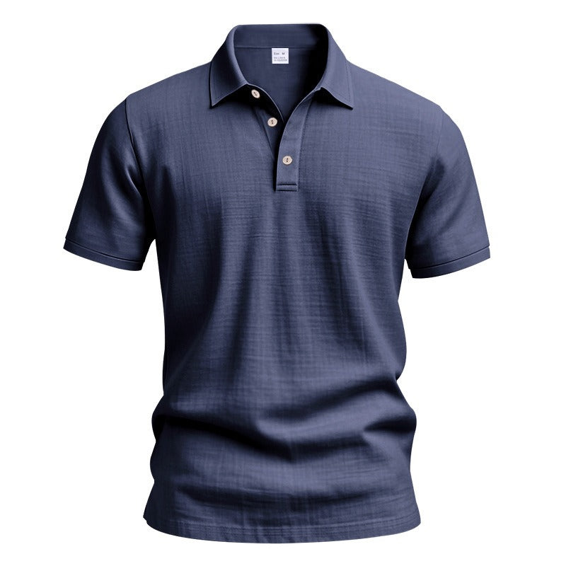 Men’s British Gentleman Style Loose-Fit Linen Polo Shirt Summer Short Sleeve | YHBKCS-20