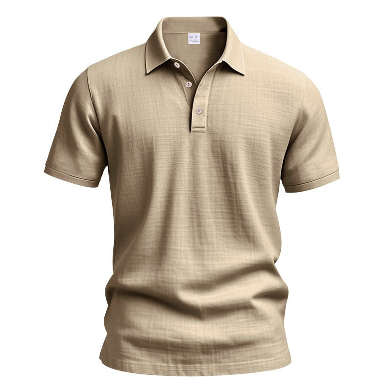 Men’s British Gentleman Style Loose-Fit Linen Polo Shirt Summer Short Sleeve | YHBKCS-20