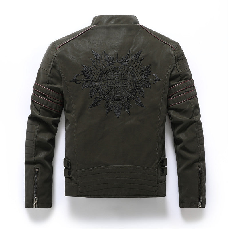 Giacca da uomo in pelle scamosciata morbida spazzolata PU, moda, multi-ricamata, giacca da marea, blazer | 8809