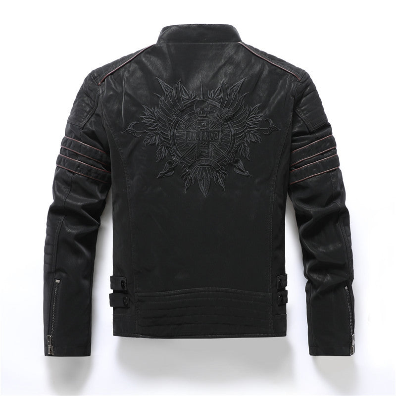 Giacca da uomo in pelle scamosciata morbida spazzolata PU, moda, multi-ricamata, giacca da marea, blazer | 8809
