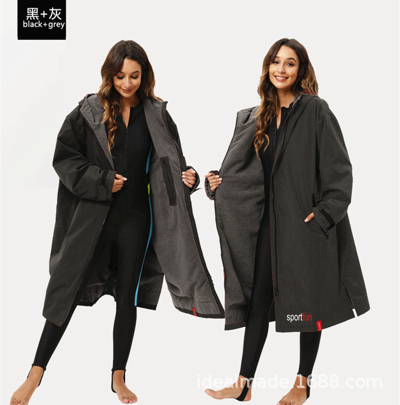 Sportfun Hooded Swim Robe – Water-Resistant, Fleece-Lined Changing Poncho | SPFF301