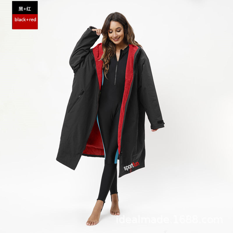Sportfun Hooded Swim Robe – Water-Resistant, Fleece-Lined Changing Poncho | SPFF301