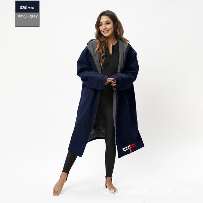Sportfun Hooded Swim Robe – Water-Resistant, Fleece-Lined Changing Poncho | SPFF301