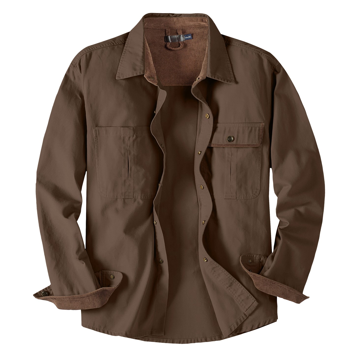 Men's Workwear Pure Cotton Corduroy Shirt with Contrast Color Lapel Plus Size Loose Fit Top | 3261