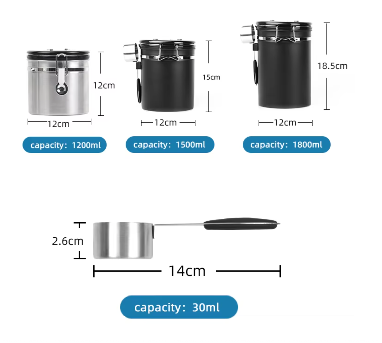 Stainless Steel Coffee Canister – Airtight Storage with CO₂ Valve & Date Tracker (1.5L / 1.8L) | NB-MFG