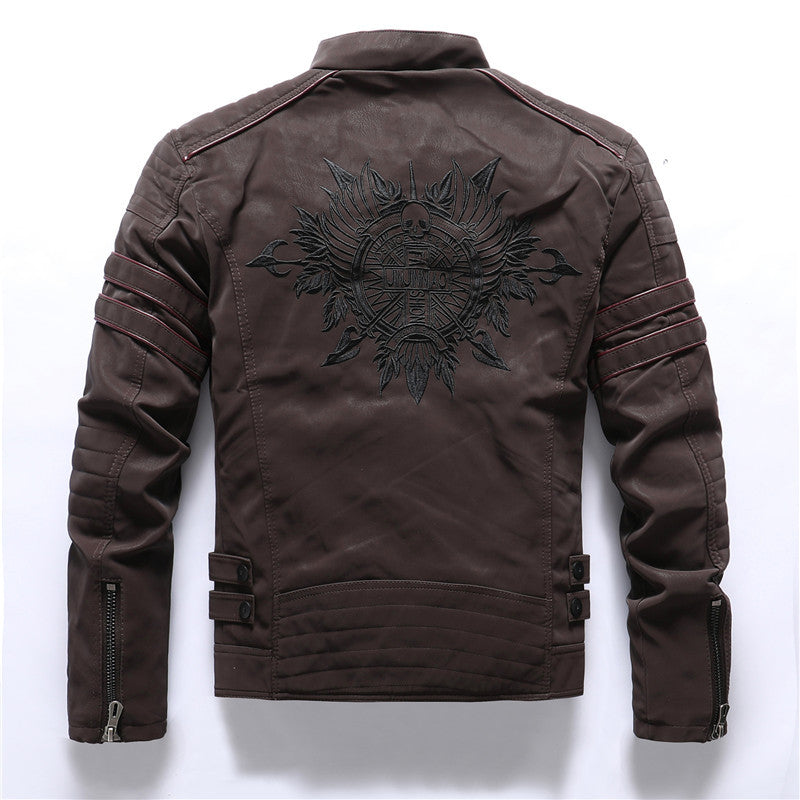Giacca da uomo in pelle scamosciata morbida spazzolata PU, moda, multi-ricamata, giacca da marea, blazer | 8809