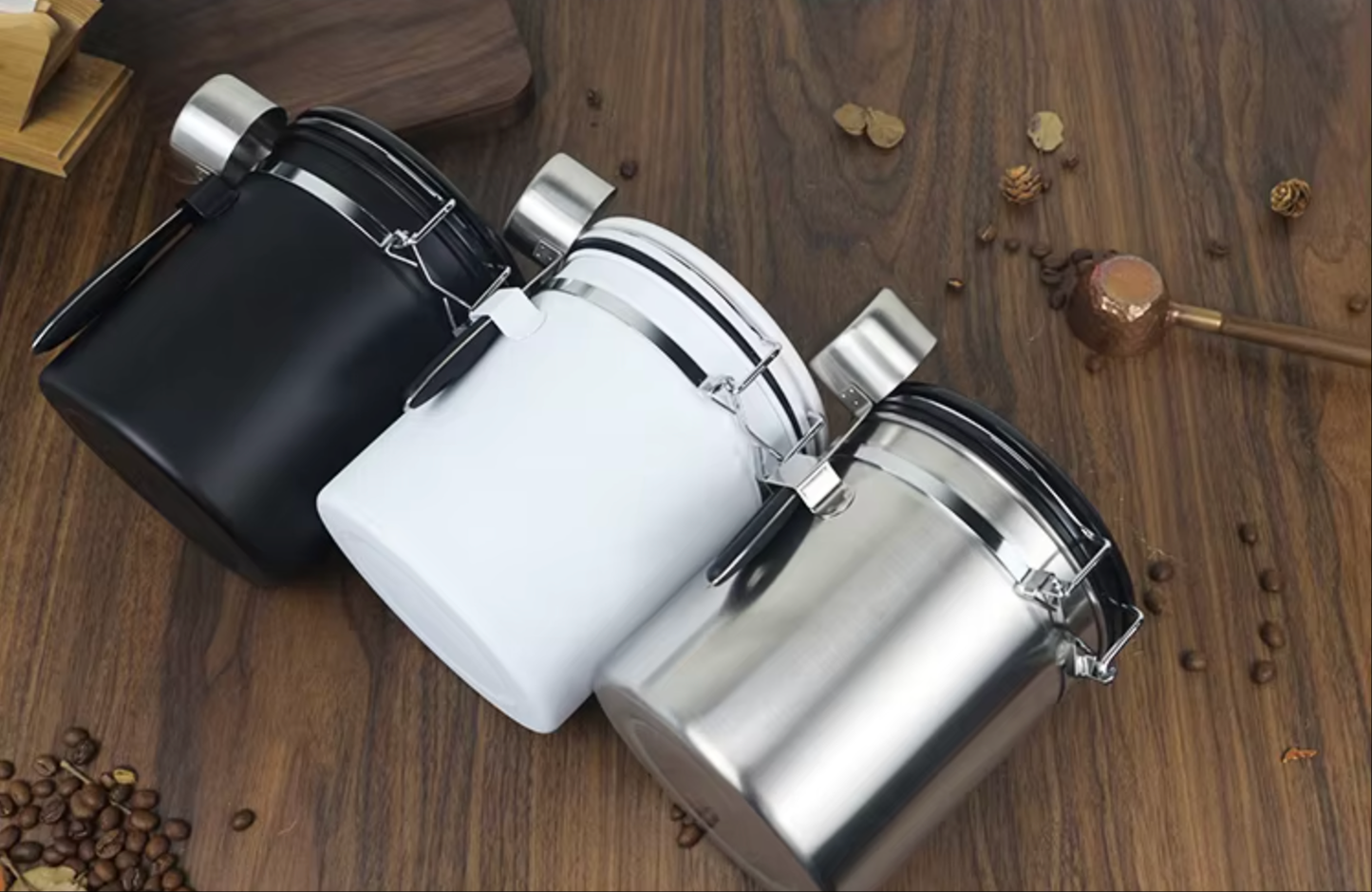 Stainless Steel Coffee Canister – Airtight Storage with CO₂ Valve & Date Tracker (1.5L / 1.8L) | NB-MFG