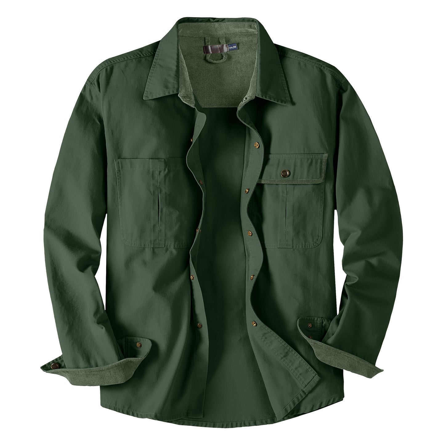 Men's Workwear Pure Cotton Corduroy Shirt with Contrast Color Lapel Plus Size Loose Fit Top | 3261