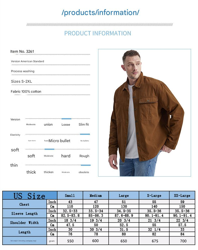 Men's Workwear Pure Cotton Corduroy Shirt with Contrast Color Lapel Plus Size Loose Fit Top | 3261