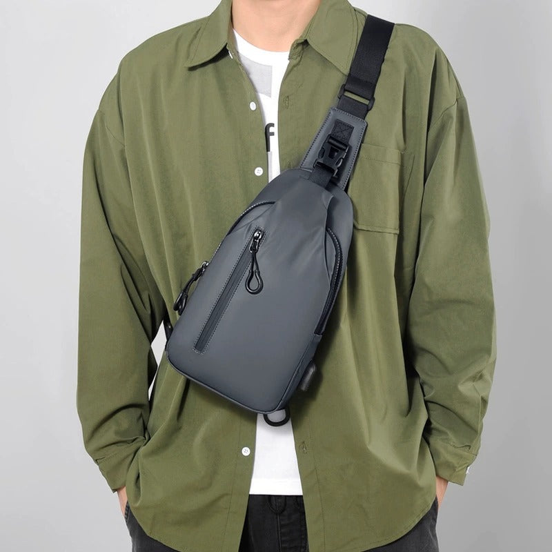 OMASKA Men’s Crossbody Sling – Lightweight Oxford Chest Bag | 0126
