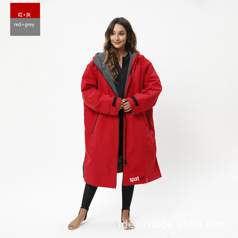 Sportfun Hooded Swim Robe – Water-Resistant, Fleece-Lined Changing Poncho | SPFF301