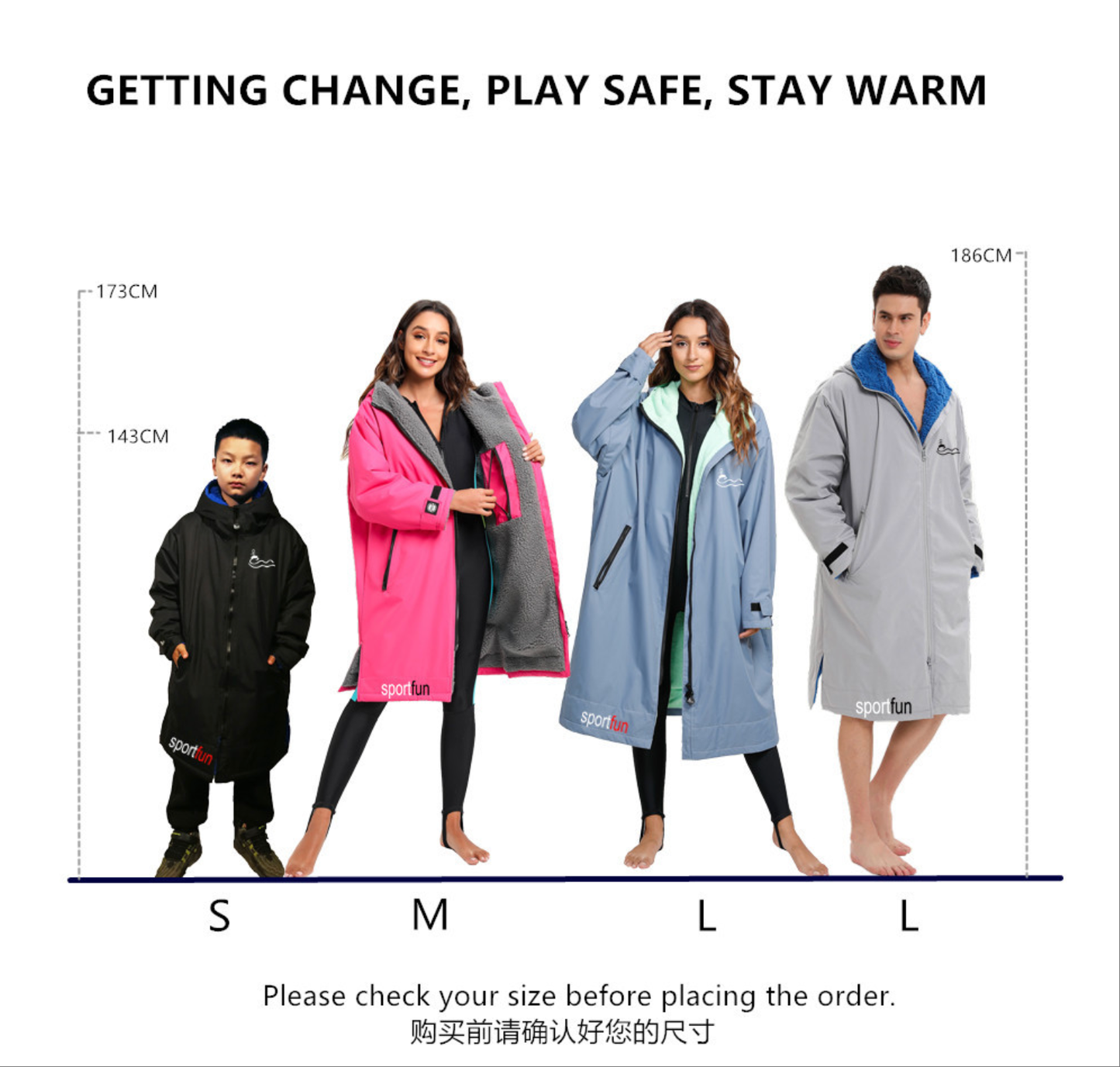 Sportfun Hooded Swim Robe – Water-Resistant, Fleece-Lined Changing Poncho | SPFF301