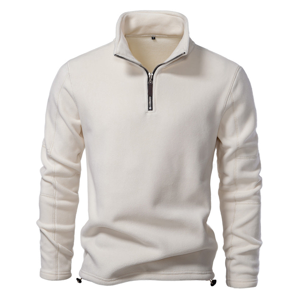 Men’s Fleece Pullover Sweatshirts | Autumn-Winter 2025 Europe Fashion | Half-Zip Stand Collar Tops | HD08