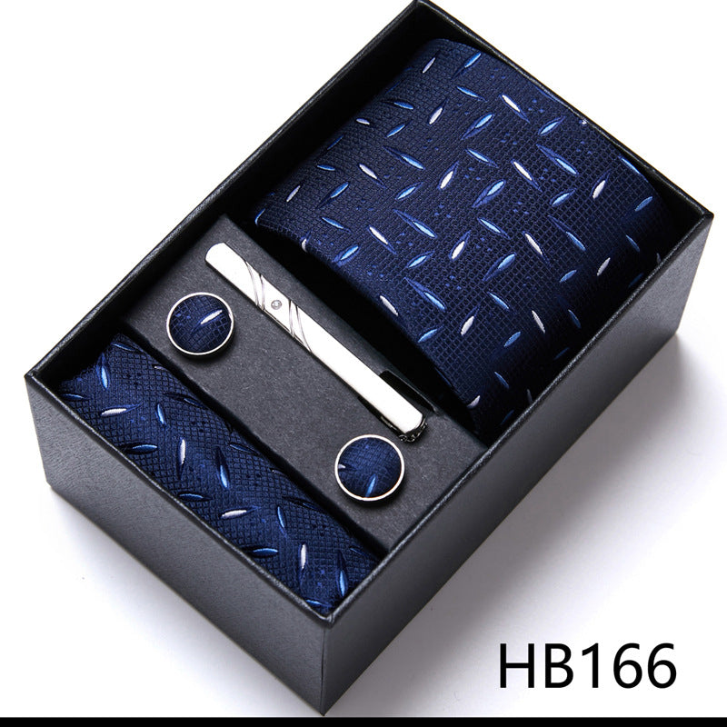 Designer Mens Tie Collection, Eleagnt Gift Box Tie Clips Handkerchief Cufflink Set | 166-201