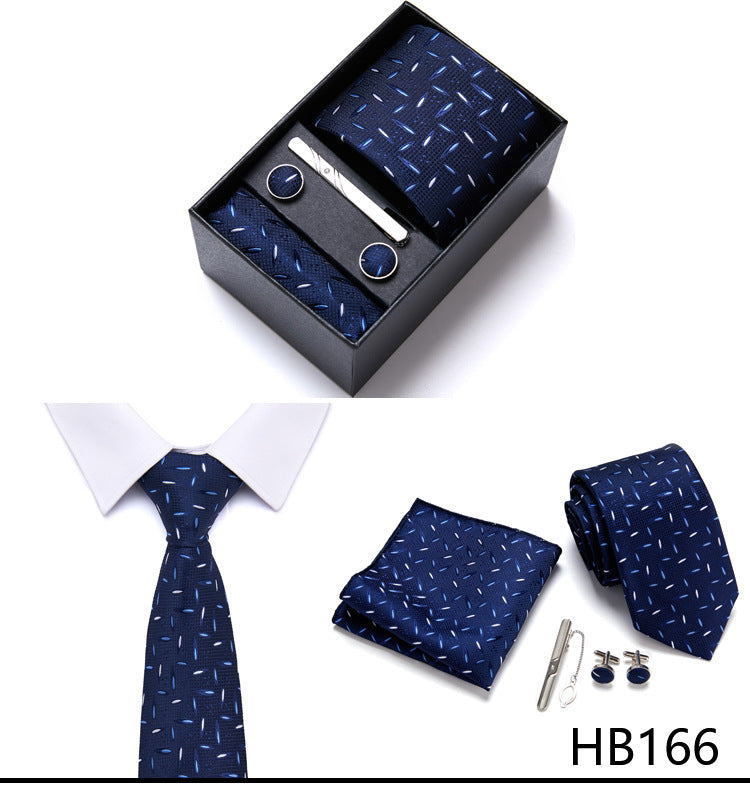 Designer Mens Tie Collection, Eleagnt Gift Box Tie Clips Handkerchief Cufflink Set | 166-201