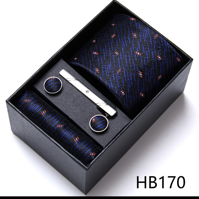 Designer Mens Tie Collection, Eleagnt Gift Box Tie Clips Handkerchief Cufflink Set | 166-201