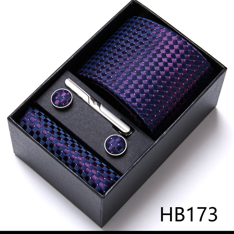 Designer Mens Tie Collection, Eleagnt Gift Box Tie Clips Handkerchief Cufflink Set | 166-201