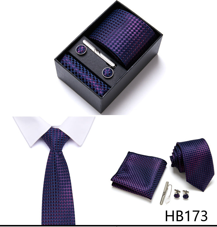 Designer Mens Tie Collection, Eleagnt Gift Box Tie Clips Handkerchief Cufflink Set | 166-201