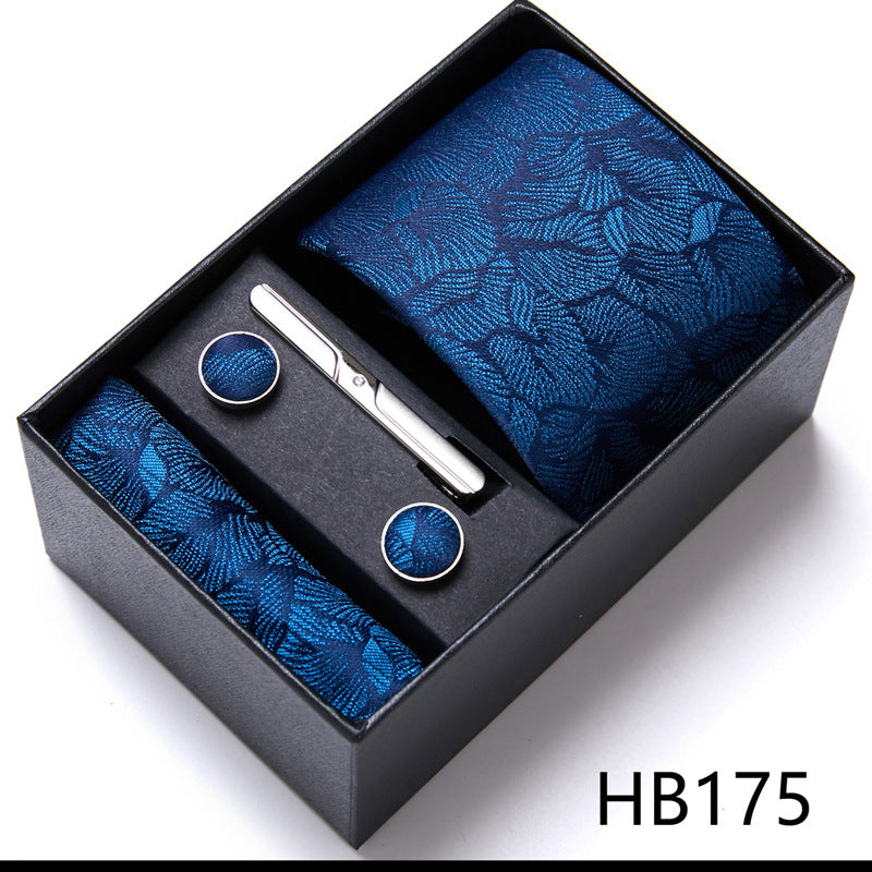 Designer Mens Tie Collection, Eleagnt Gift Box Tie Clips Handkerchief Cufflink Set | 166-201