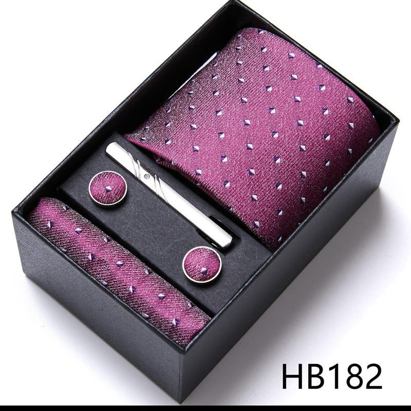 Designer Mens Tie Collection, Eleagnt Gift Box Tie Clips Handkerchief Cufflink Set | 166-201