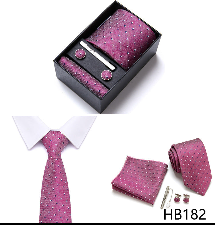 Designer Mens Tie Collection, Eleagnt Gift Box Tie Clips Handkerchief Cufflink Set | 166-201