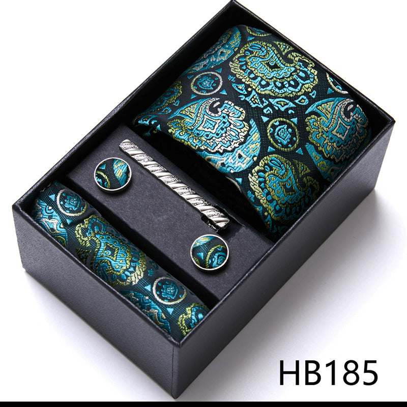 Designer Mens Tie Collection, Eleagnt Gift Box Tie Clips Handkerchief Cufflink Set | 166-201