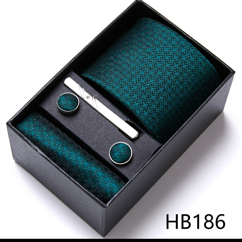 Designer Mens Tie Collection, Eleagnt Gift Box Tie Clips Handkerchief Cufflink Set | 166-201