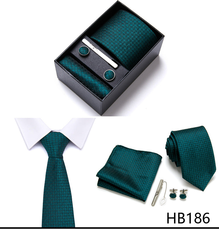 Designer Mens Tie Collection, Eleagnt Gift Box Tie Clips Handkerchief Cufflink Set | 166-201