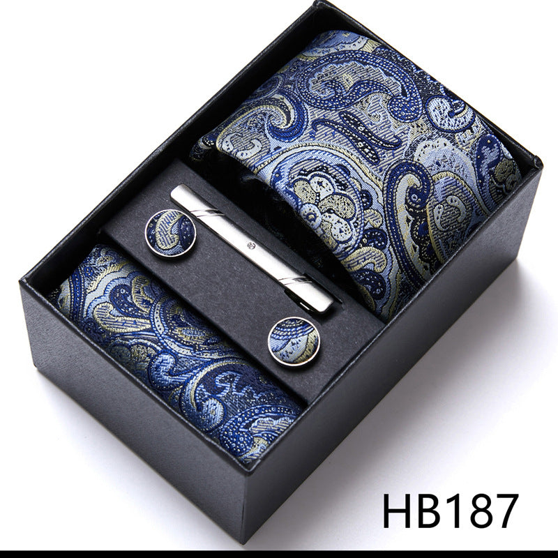 Designer Mens Tie Collection, Eleagnt Gift Box Tie Clips Handkerchief Cufflink Set | 166-201