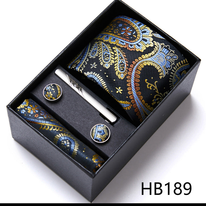 Designer Mens Tie Collection, Eleagnt Gift Box Tie Clips Handkerchief Cufflink Set | 166-201