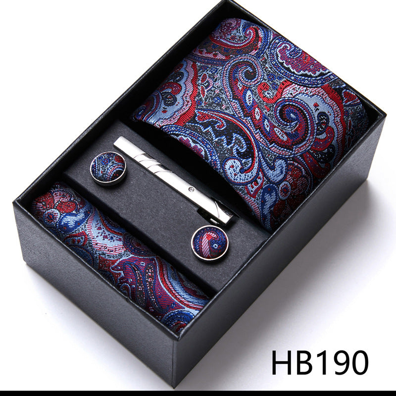 Designer Mens Tie Collection, Eleagnt Gift Box Tie Clips Handkerchief Cufflink Set | 166-201