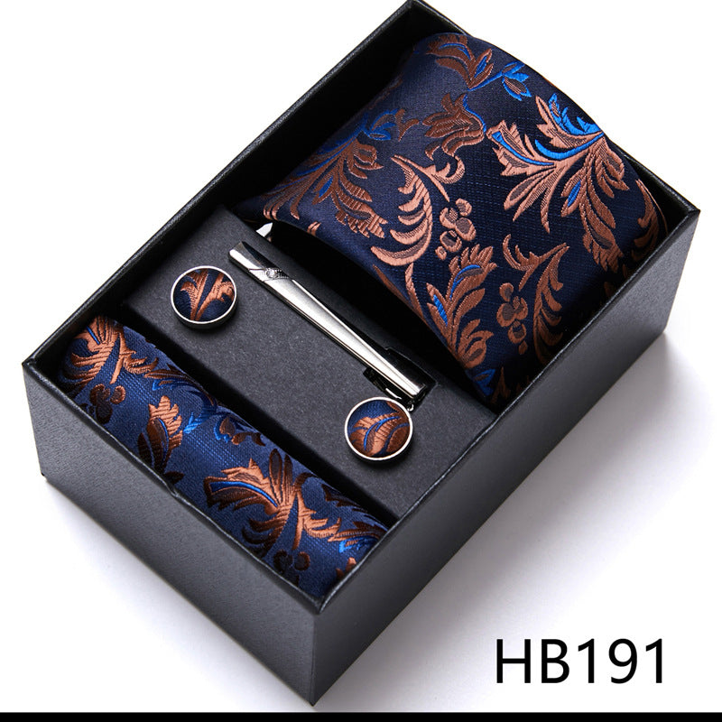 Designer Mens Tie Collection, Eleagnt Gift Box Tie Clips Handkerchief Cufflink Set | 166-201