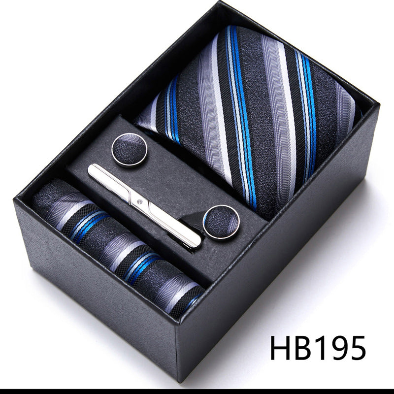 Designer Mens Tie Collection, Eleagnt Gift Box Tie Clips Handkerchief Cufflink Set | 166-201
