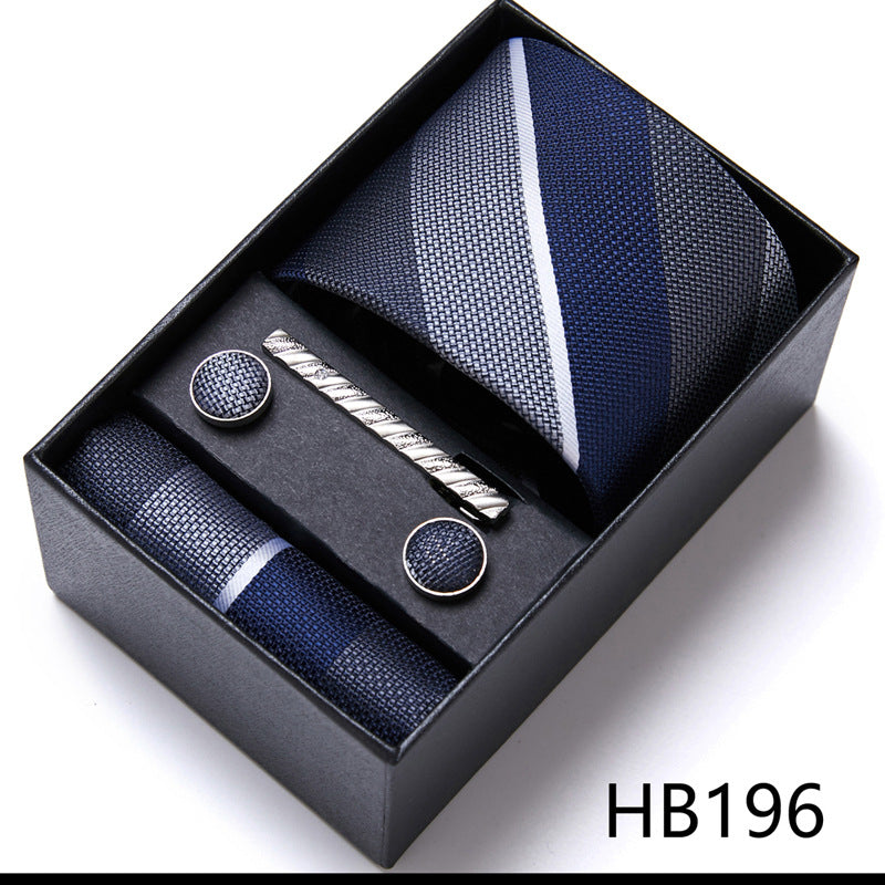 Designer Mens Tie Collection, Eleagnt Gift Box Tie Clips Handkerchief Cufflink Set | 166-201
