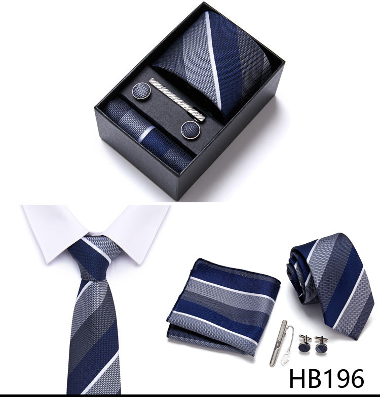 Designer Mens Tie Collection, Eleagnt Gift Box Tie Clips Handkerchief Cufflink Set | 166-201