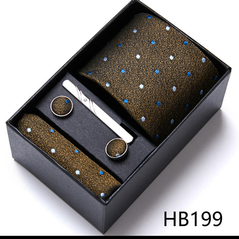 Designer Mens Tie Collection, Eleagnt Gift Box Tie Clips Handkerchief Cufflink Set | 166-201