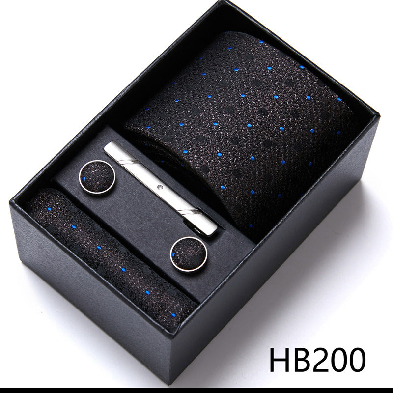 Designer Mens Tie Collection, Eleagnt Gift Box Tie Clips Handkerchief Cufflink Set | 166-201