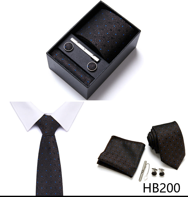 Designer Mens Tie Collection, Eleagnt Gift Box Tie Clips Handkerchief Cufflink Set | 166-201
