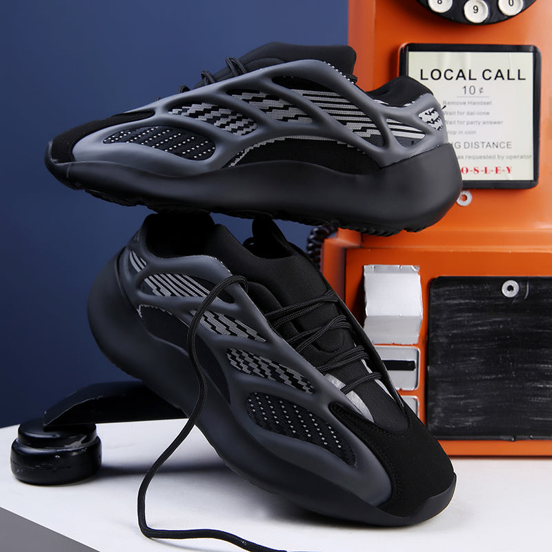 Men's Knit Breathable Running Shoes, Comfy Lace Up Shock Absorption Sneakers For Men's Outdoor Activities | 700V3
