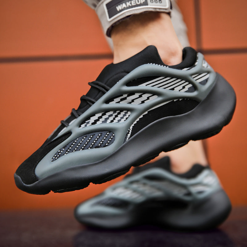 Men's Knit Breathable Running Shoes, Comfy Lace Up Shock Absorption Sneakers For Men's Outdoor Activities | 700V3