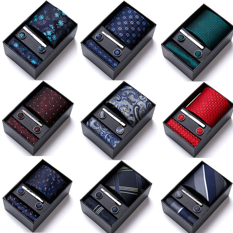Designer Mens Tie Collection, Eleagnt Gift Box Tie Clips Handkerchief Cufflink Set | 166-201