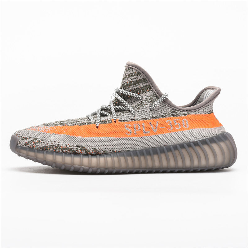 Adult Boost Shoes Premium Trainers Workout Sneakers 350V | Grey & Orange